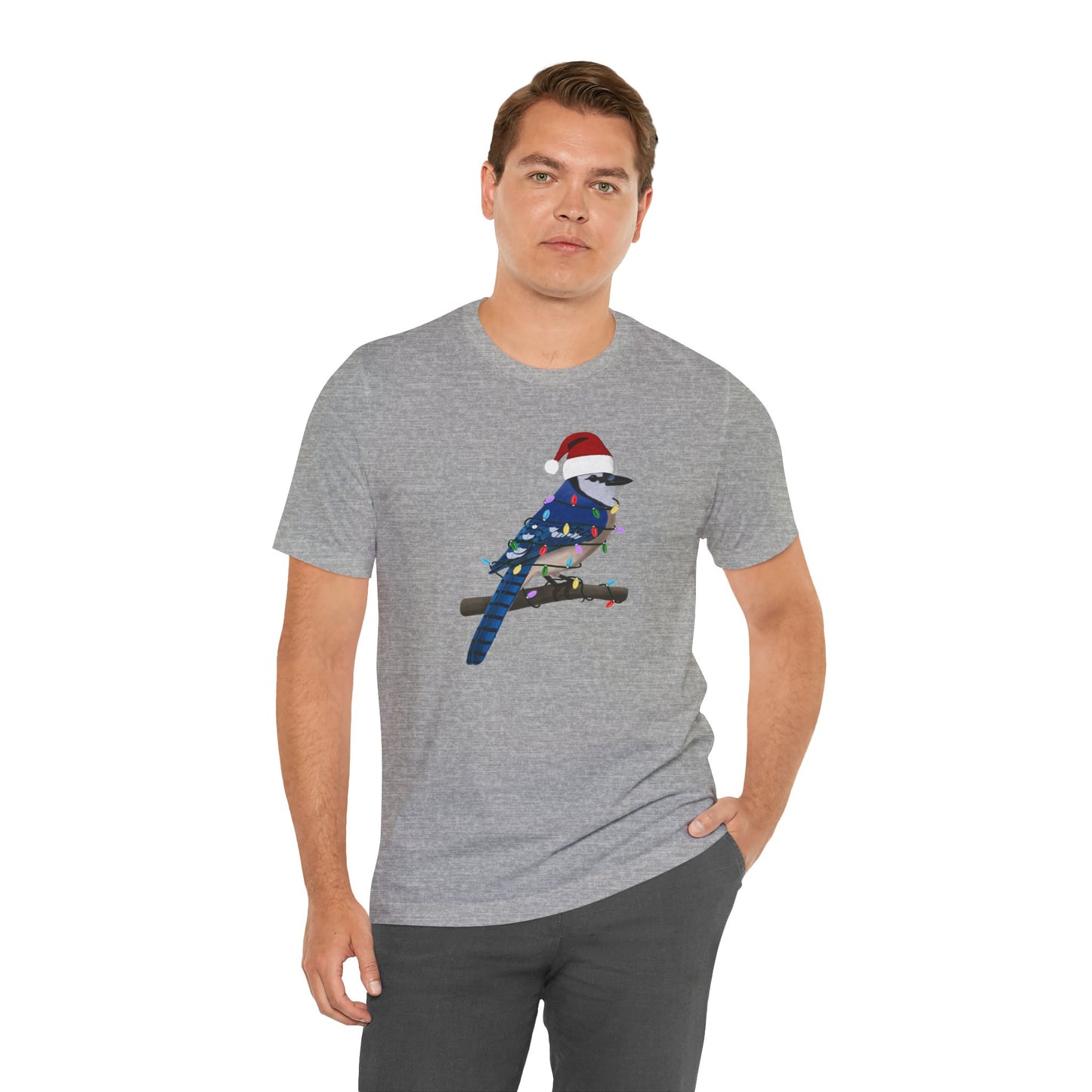 Blue Jay with Fairy Lights Christmas Bird T-Shirt