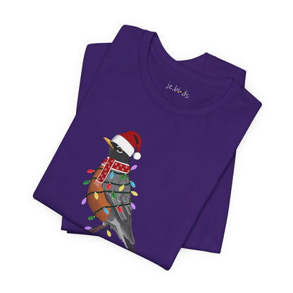 Robin with Fairy Lights Christmas Bird T-Shirt