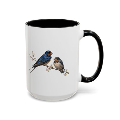 Barn Swallow & Fledgling Two-Tone Mug | Spring Bird Lover Gift