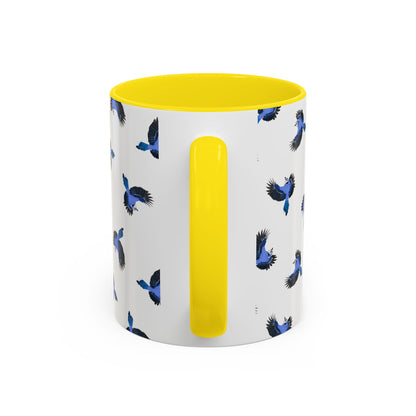 Blue Jay All-Over Pattern Accent Mug | Colorful Bird Lover Gift for Birdwatchers