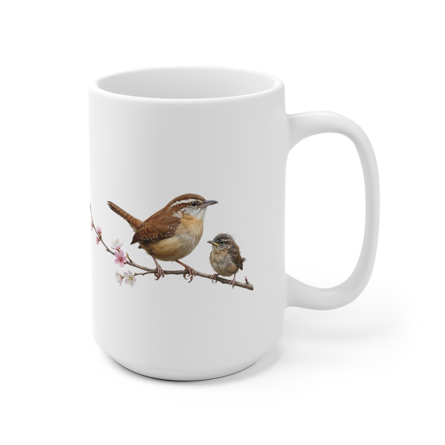 Zaunkönig mit Ästling Premium Keramiktasse | Geschenk für Vogelbeobachter