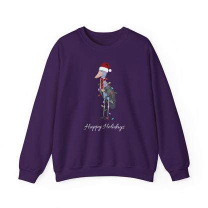 Shoebill with Fairy Lights as Santa Happy Holidays Birdwatcher Christmas Bird Sweatshirt