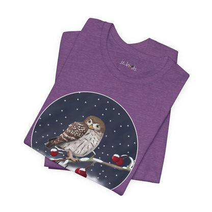 Owl on a Winter Branch Birdwatcher Christmas Bird T-Shirt