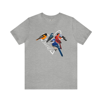 Blue Jay Northern Cardinal Oriole Bullfinch Swallow Heart Bird Unisex Tee - jz.birds