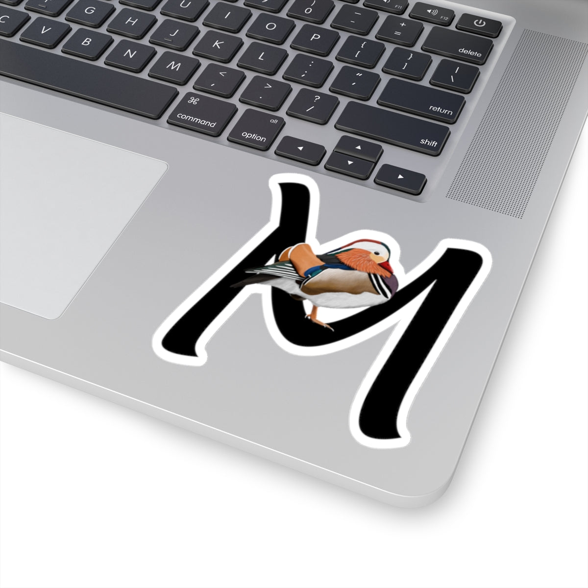 Mandarin Duck Letter M Bird Kiss-Cut Sticker