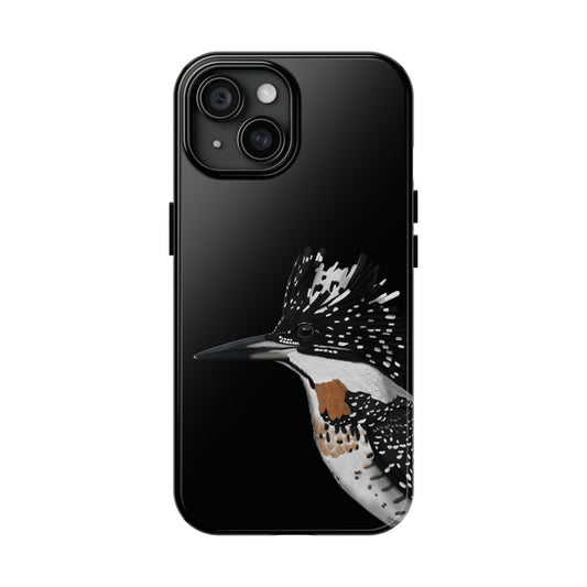 Crested Kingfisher Bird Art Tough Phone Case Black