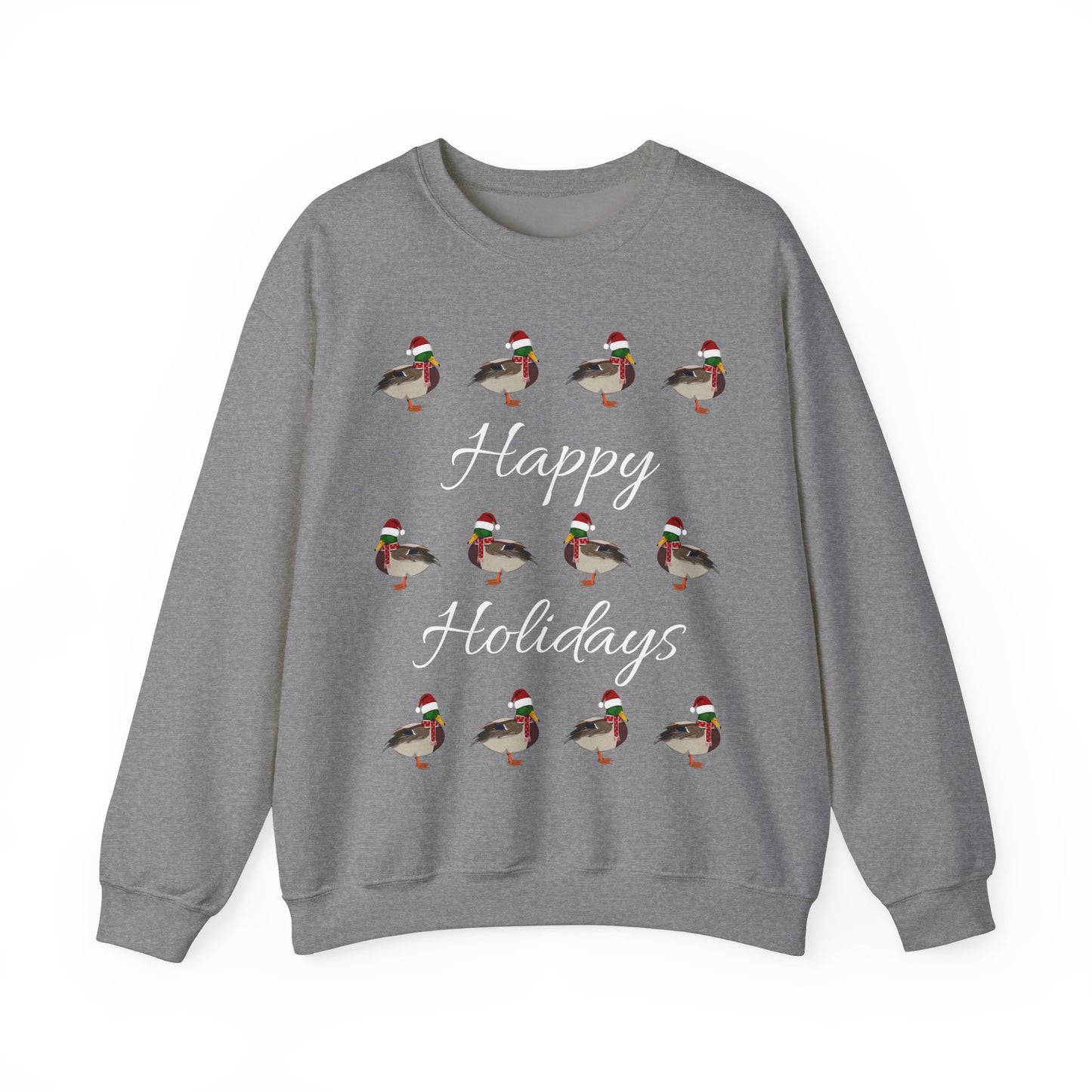 Mallard as Santa with Hat and Scarf Happy Holidays Birdwatcher Christmas Bird Sweatshirt