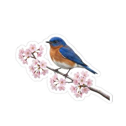 Bluebird Stickers – Cherry Blossom Sticker | Glossy Floral Bird Decal Spring Laptop
