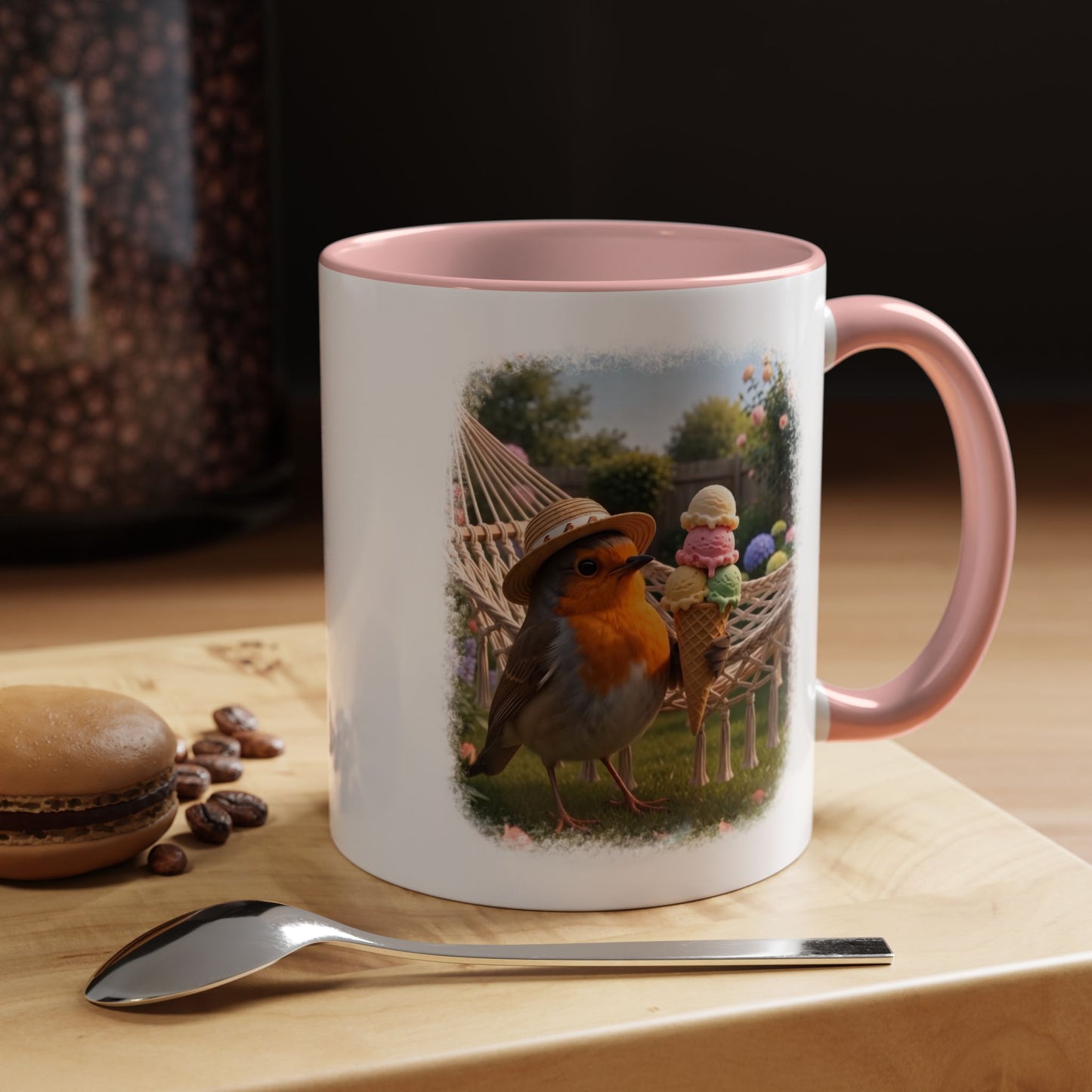 Robin Rosi Ice Cream Garden Premium Mug for Bird Lovers