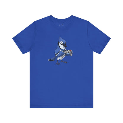 Blue Jay Playing Video Games Funny Gamer and Bird Lover T-Shirt