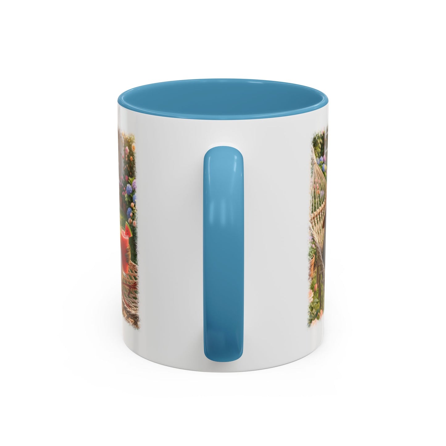 Tasse mit Rotkehlchen Motiv Rosi in der Hängematte für Vogelfreunde