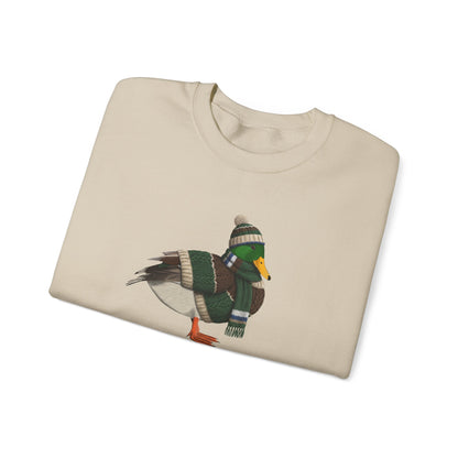 マガモの冬用スウェットシャツ | バードウォッチャークルーネック | 鳥好きの方へのユニセックスの鳴鳥ニットギフト