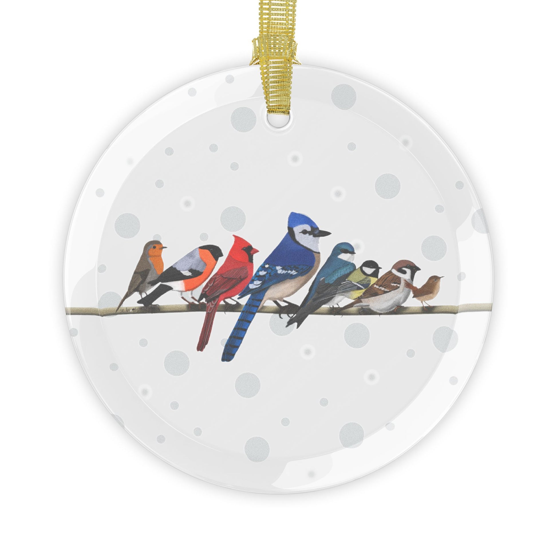 Blue Jay Cardinal Bullfinch Chickadee Bird Christmas Glass Ornament