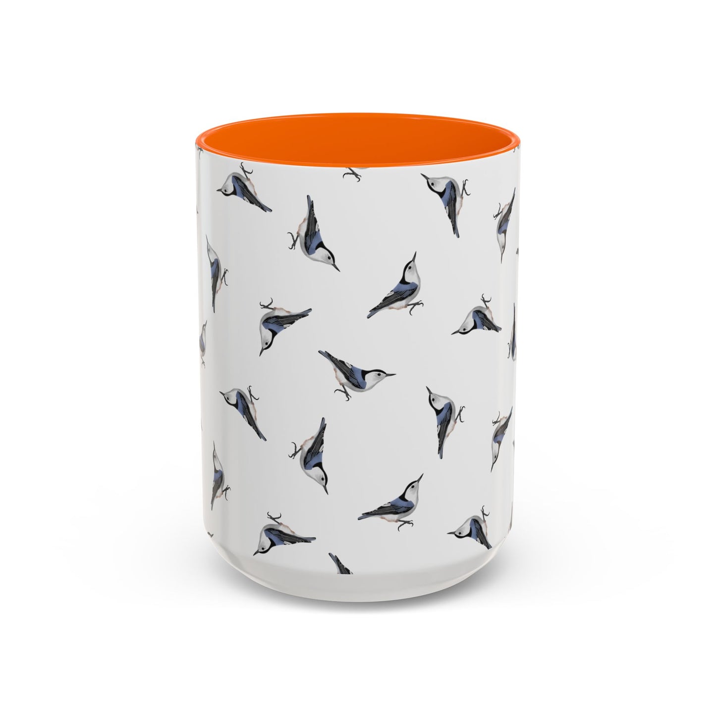 Nuthatch All-Over Pattern Accent Mug | Colorful Bird Lover Gift for Birdwatchers