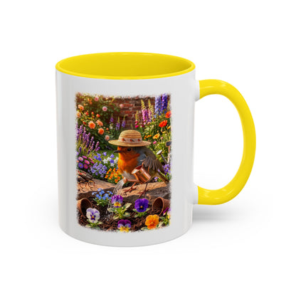 Robin Rosi Watering Flowers Mug for Bird Lovers