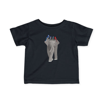 Elephant with Blue Jay Bluebird Caridnal Tree Swallow Bird Baby & Toddler T-Shirt