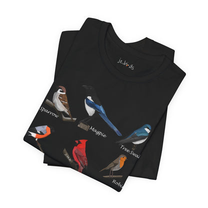 Garden Birds Blue Jay Cardinal Robin Chickadee Birding & Birdwatching Bird T-Shirt