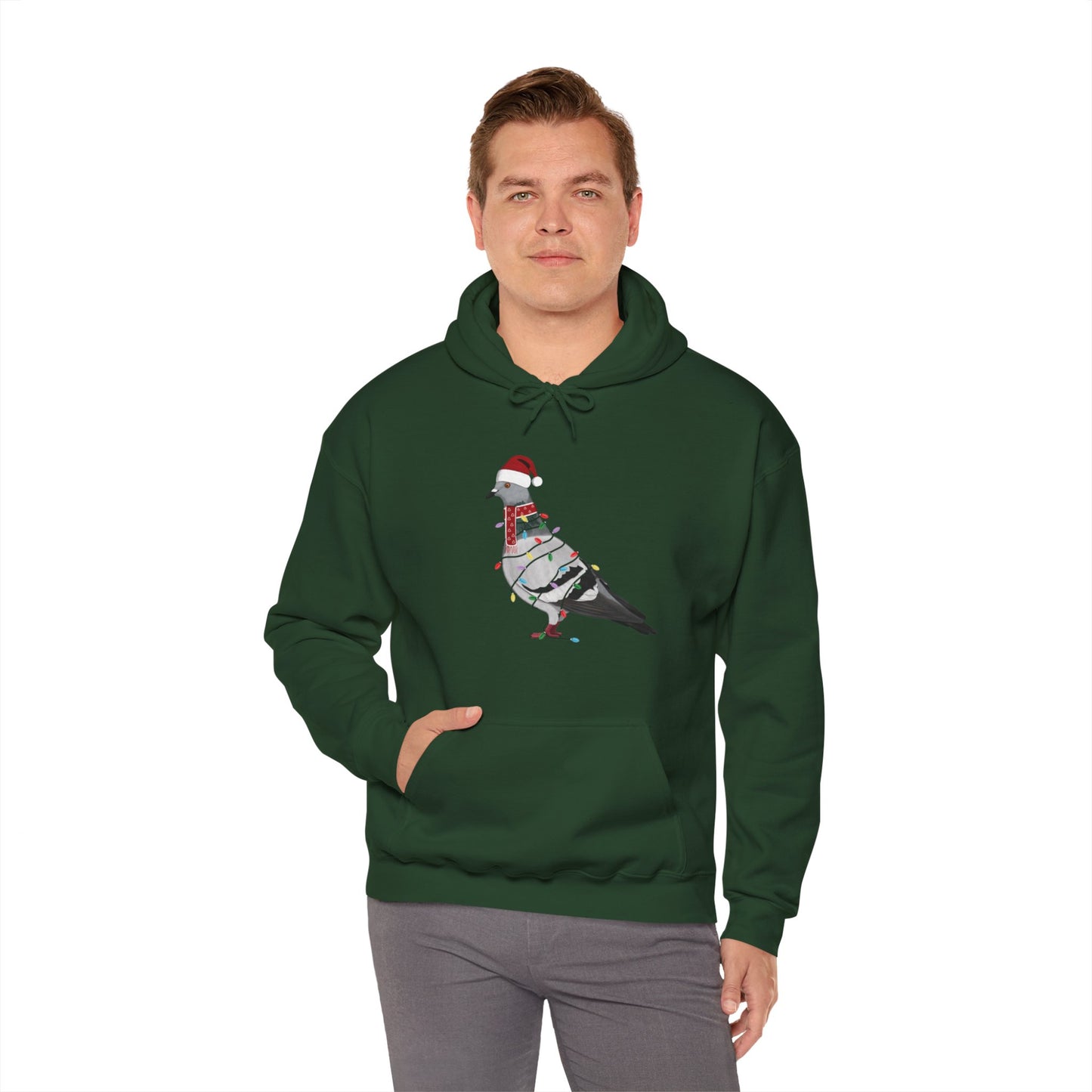 Pigeon with Fairy Lights Christmas Bird Hoodie