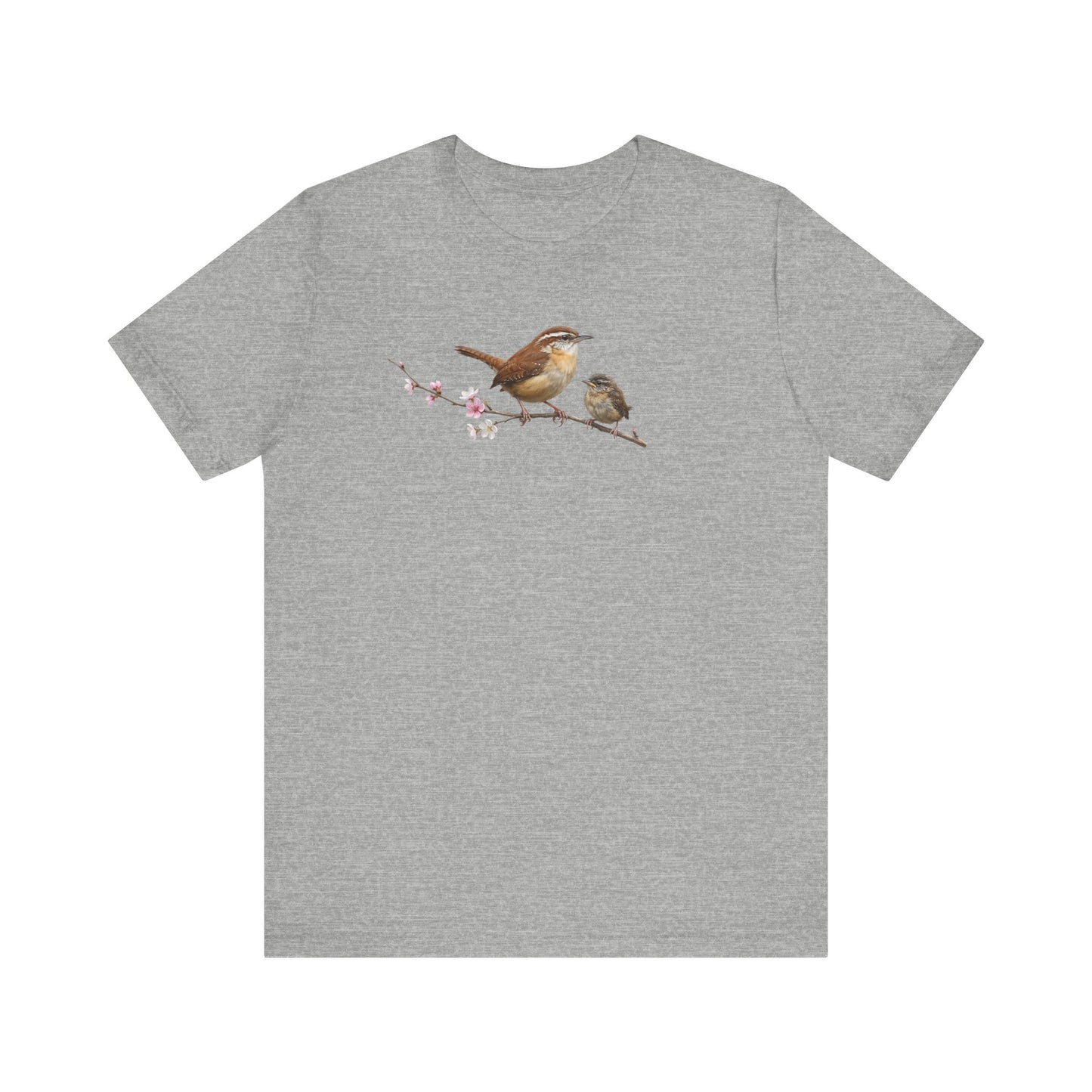 Zaunkönig & Jungvogel T-Shirt | Frühlingsblüten Vogelmotiv für Vogelbeobachter