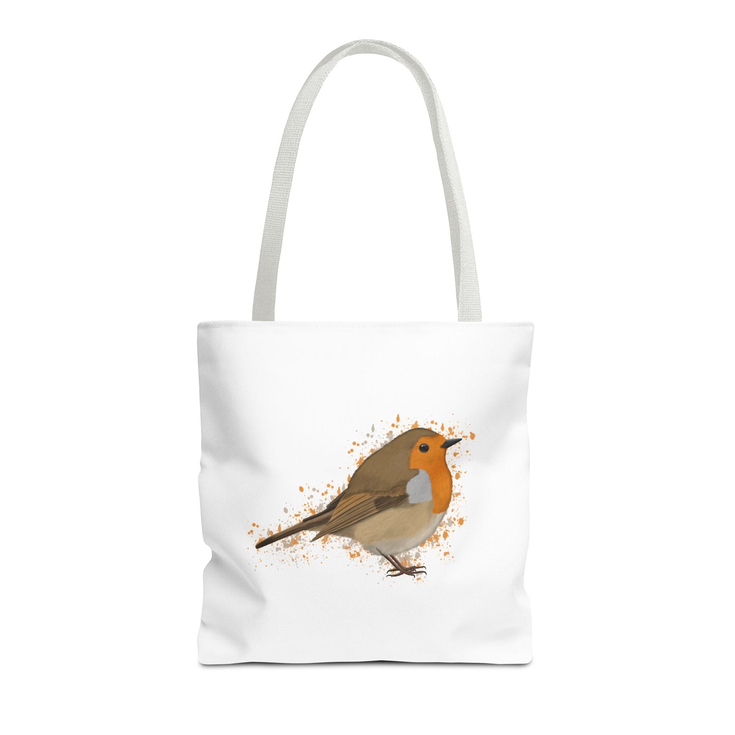 Rotkehlchen Tragetasche 40x40cm Vogel Tasche Weiß für Vogelbeobachter