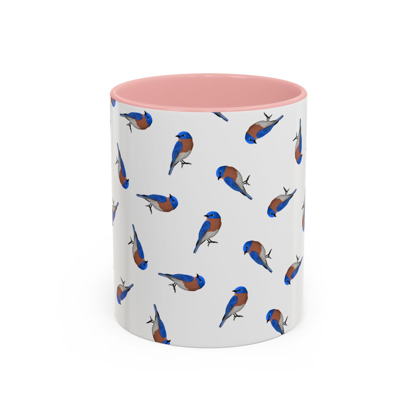 Bluebird All-Over Pattern Accent Mug | Colorful Bird Lover Gift for Birdwatchers