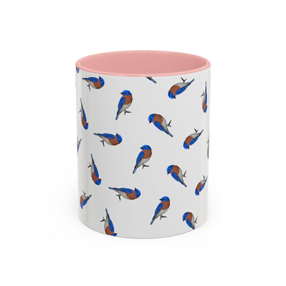 Bluebird All-Over Pattern Accent Mug | Colorful Bird Lover Gift for Birdwatchers