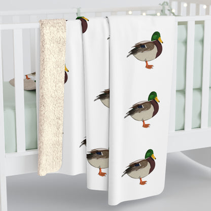 Ente Vogel Fleece Sherpa Decke (150x200 cm) – Extra Dick, Kuschelweich & Gemütlich