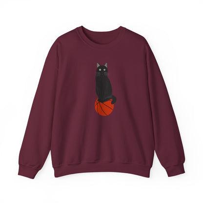 Black Cat with Basketball Cat Lover Sweatshirt