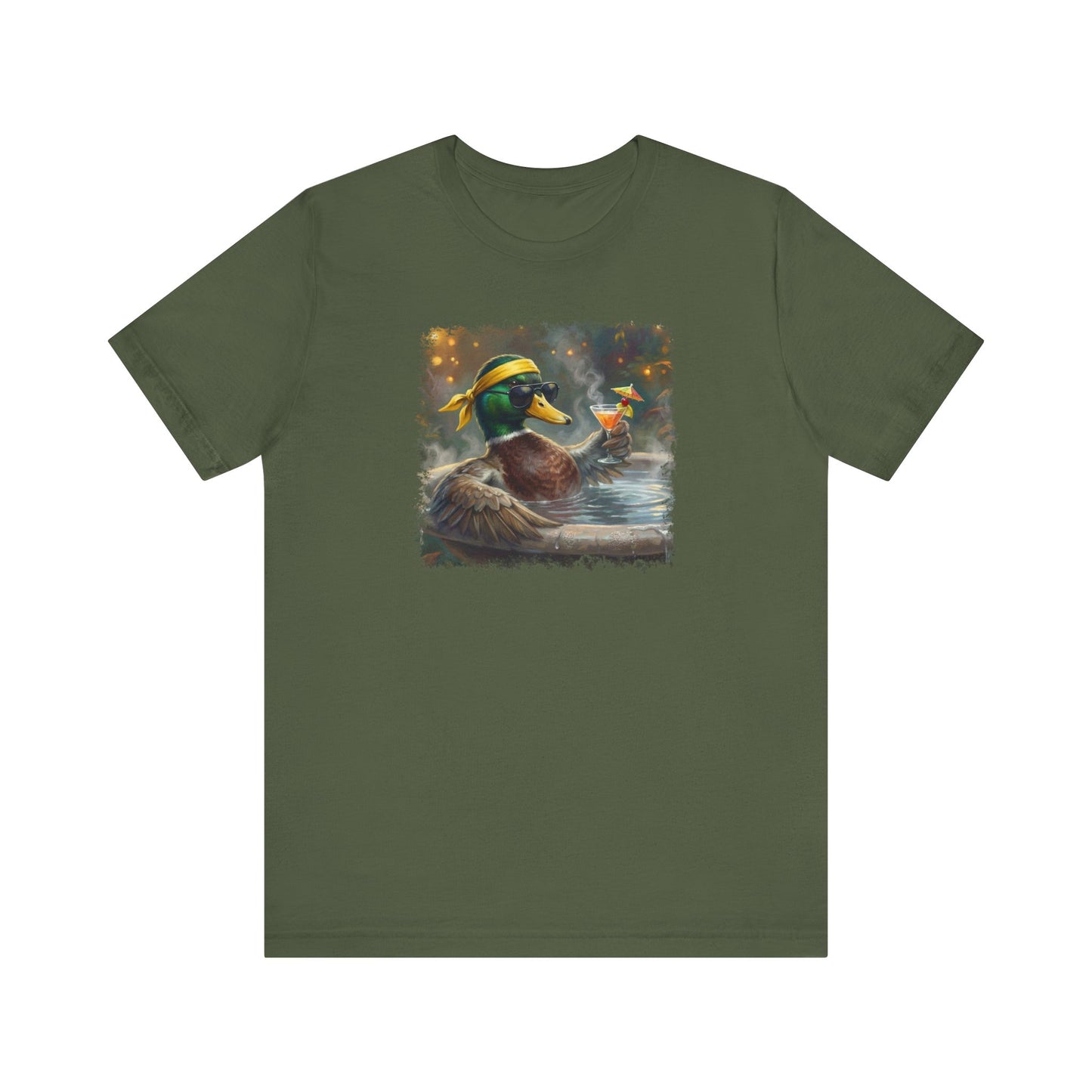Funny Mallard T-Shirt | Bird with Sunglasses & Drink | Unisex Summer Tee