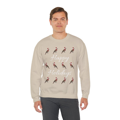 Northern Flicker as Santa with Hat and Scarf Happy Holidays Birdwatcher Christmas Bird Sweatshirt