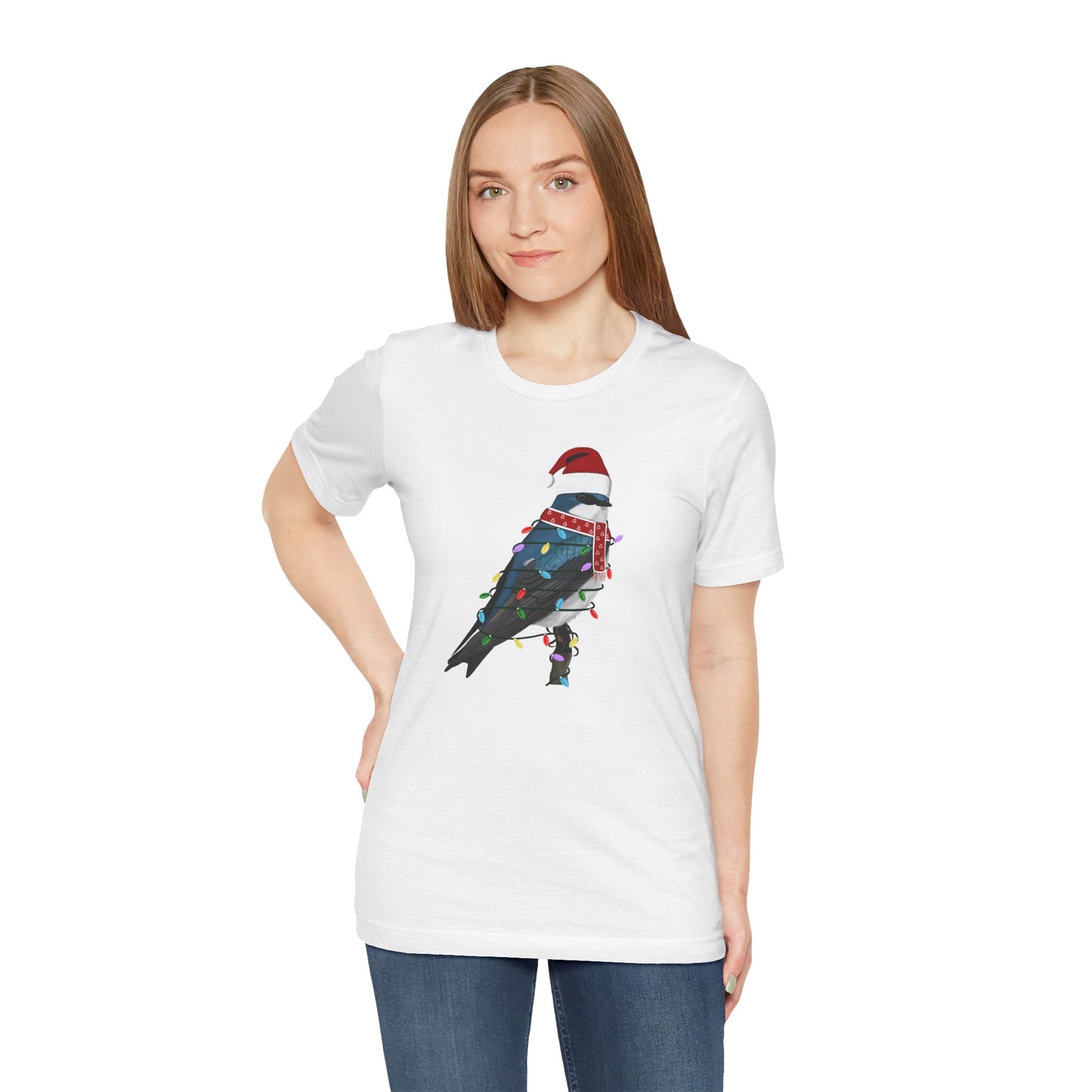 Tree Swallow with Fairy Lights Christmas Bird T-Shirt