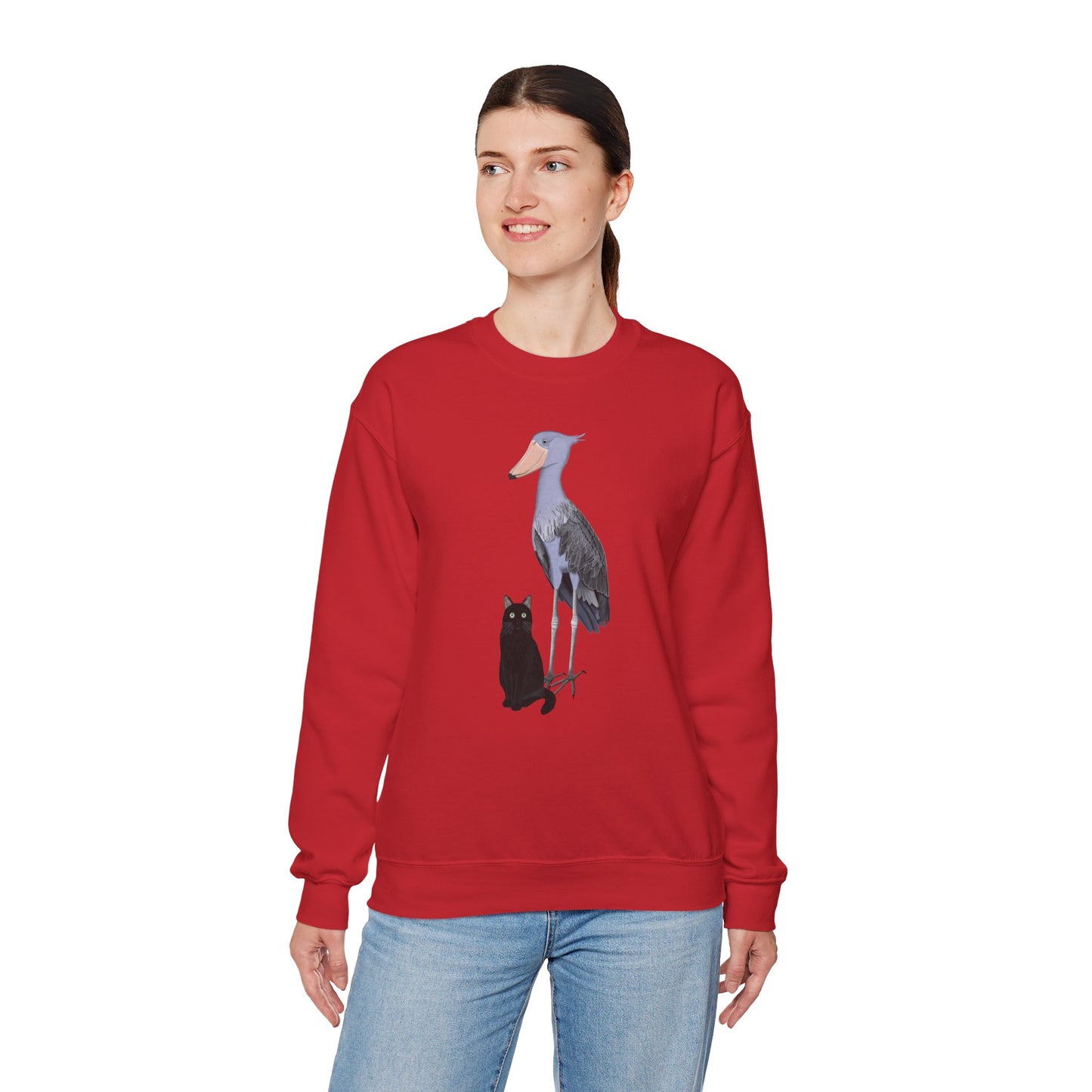 Black Cat with Shoebill Bird Cat Lover Sweatshirt