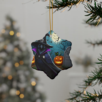 Black Raven Halloween Ornaments, 2-Sided Witchy Bird Decor, Spooky Decorations, Halloween Gifts