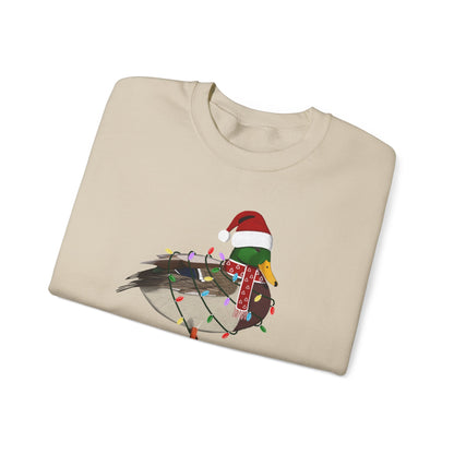 Mallard with Fairy Lights Santa Claus Christmas Bird Sweatshirt