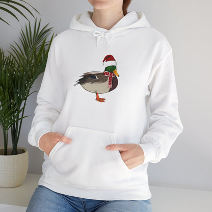 Mallard Christmas Bird with Santa Hat Birdwatcher Birdlover Hoodie