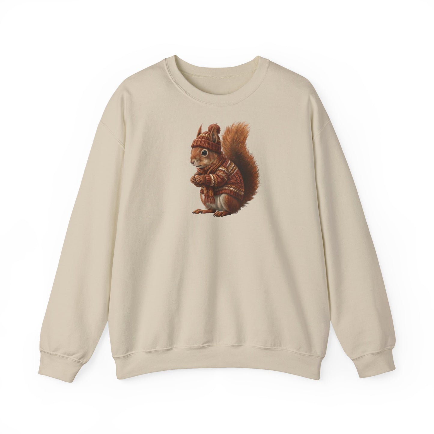Eichhörnchen in Strick Weihnachts-Sweatshirt | Unisex Tiermotiv Sweater für Tierfreunde & Tierbeobachter