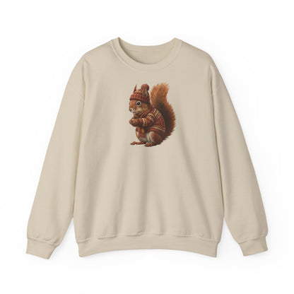 Eichhörnchen in Strick Weihnachts-Sweatshirt | Unisex Tiermotiv Sweater für Tierfreunde & Tierbeobachter