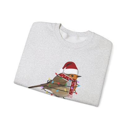 European Robin with Fairy Lights Santa Claus Christmas Bird Sweatshirt