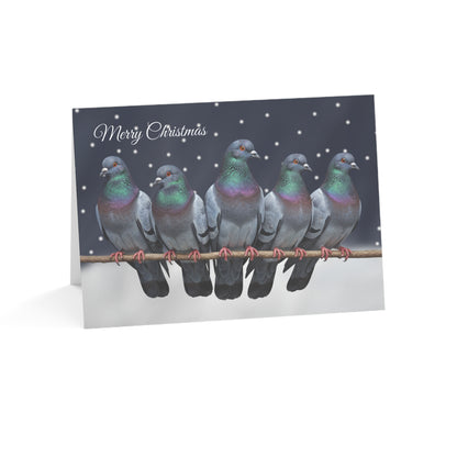 Pigeons Bird Art Premium Christmas Card 7x5" | Double-Sided Matte Holiday Greeting