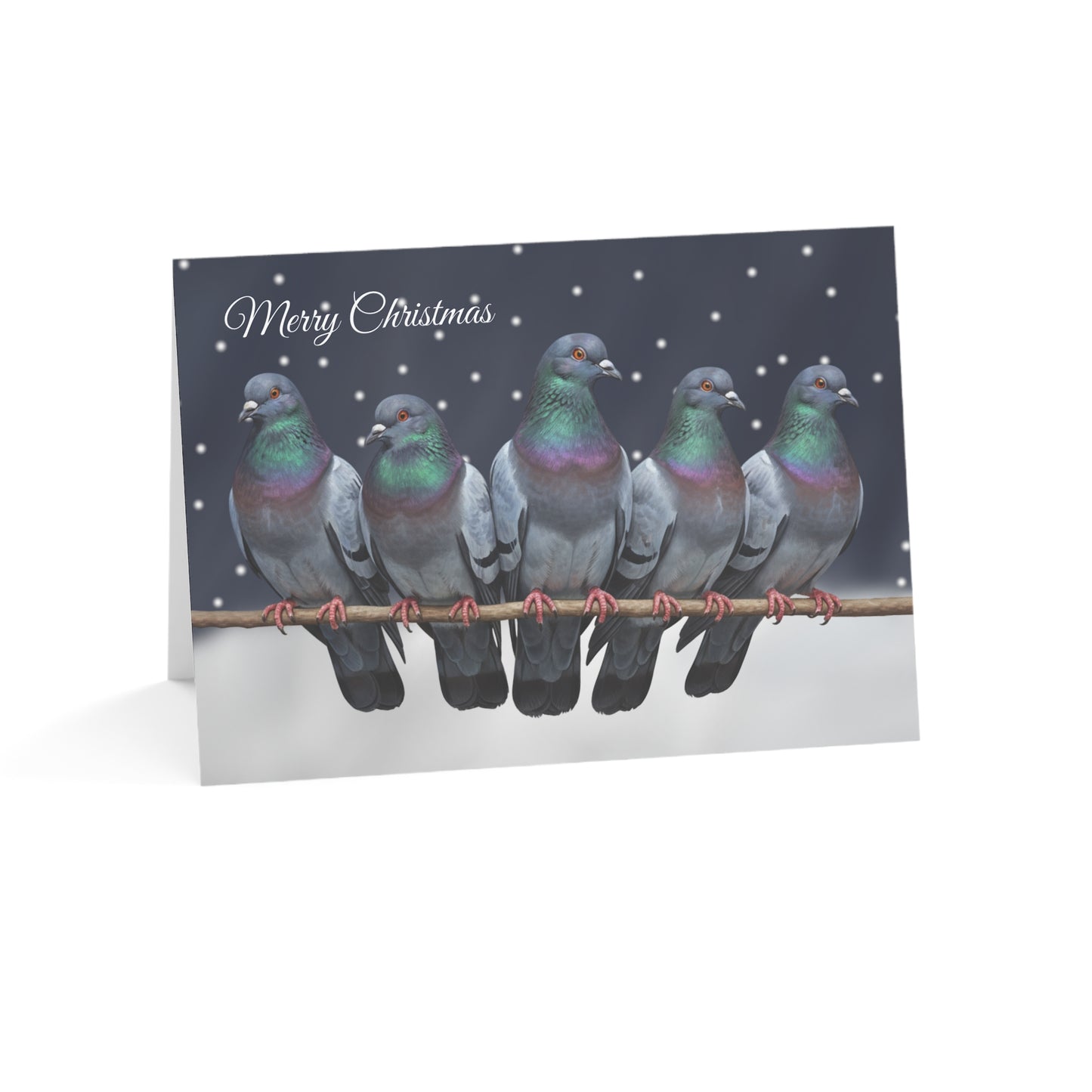 Pigeons Bird Art Premium Christmas Card 7x5" | Double-Sided Matte Holiday Greeting