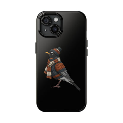 アメリカンロビンの鳥のアートが描かれた二層式iPhoneケース - 鳥類学者や鳥愛好家へのプレゼントに最適