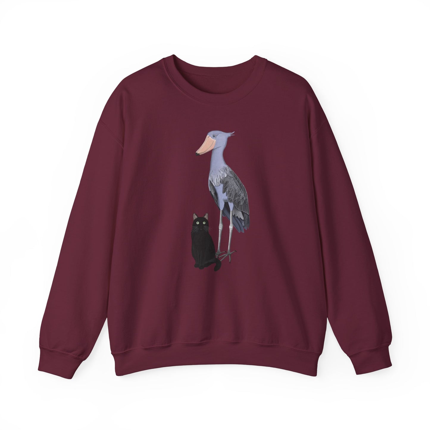 Black Cat with Shoebill Bird Cat Lover Sweatshirt