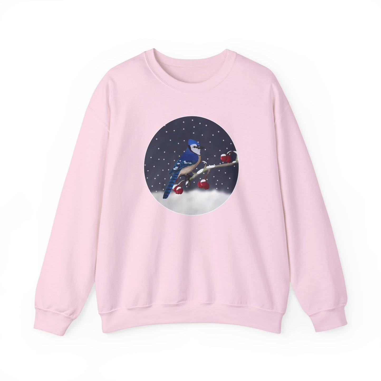 Blue Jay on a Winter Branch Christmas Bird Sweatshirt