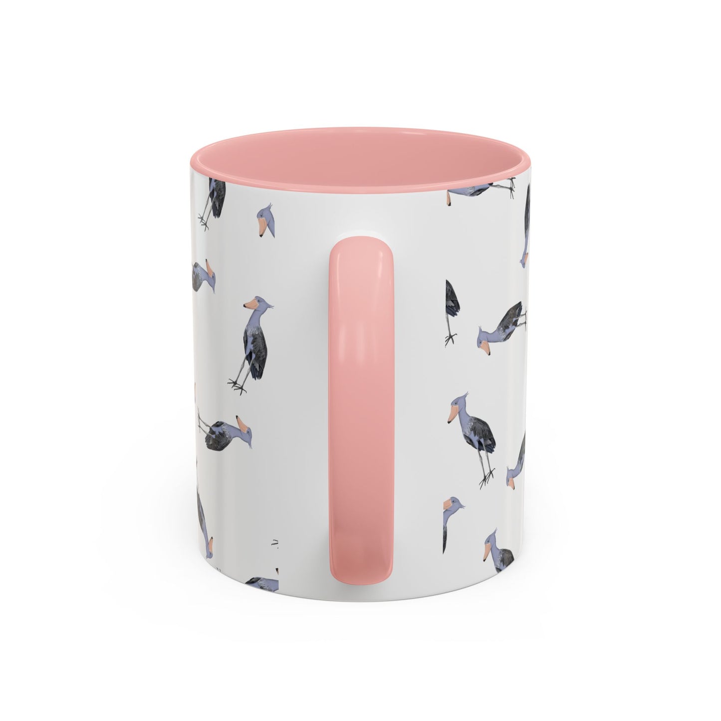 Schuhschnabel Tasse mit Streumuster | Vogelmotiv Kaffeebecher für Vogelbeobachter & Naturfreunde in Purple