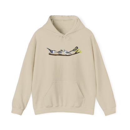 Birds on a Branch Hoodie Nuthatch Tufted Titmouse Chickadee Bird Lover & Bird Watcher