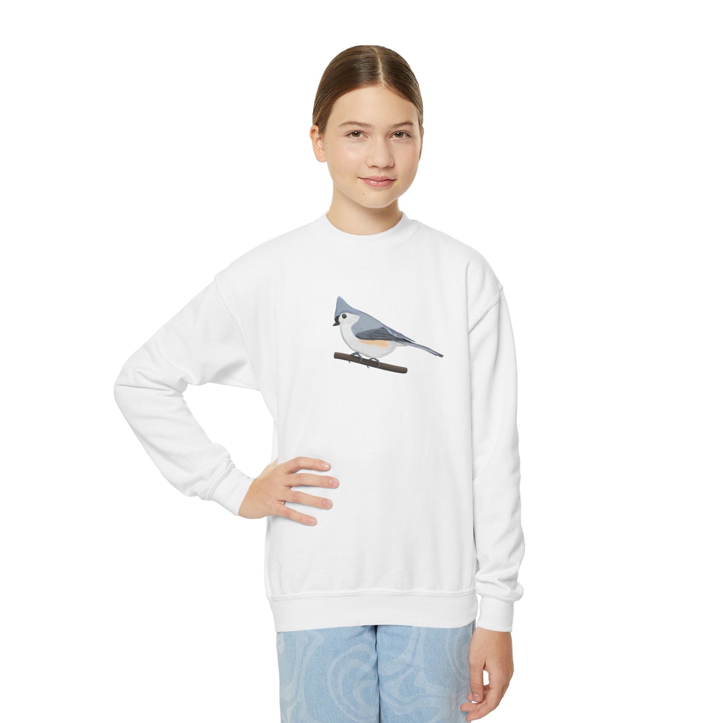 Tufted Titmouse Bird Birdwatching Youth Crewneck Sweatshirt