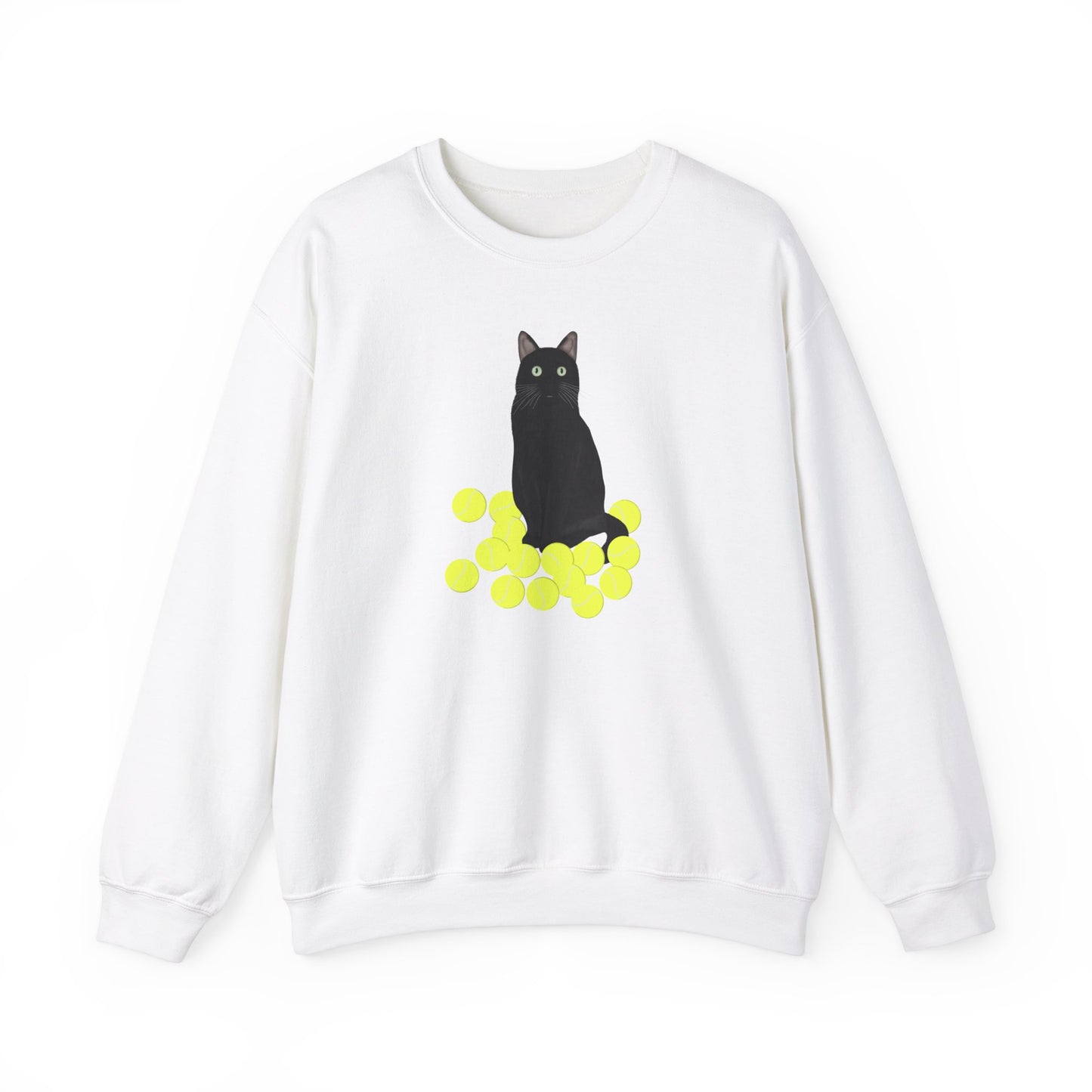 Black Cat with Tennis Balls Cat Lover Sweatshirt