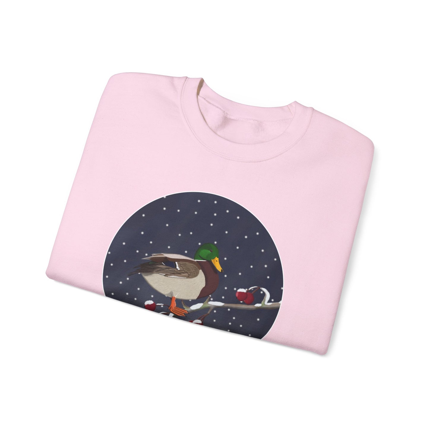 Mallard on a Winter Branch Birdwatcher Christmas Bird Sweatshirt