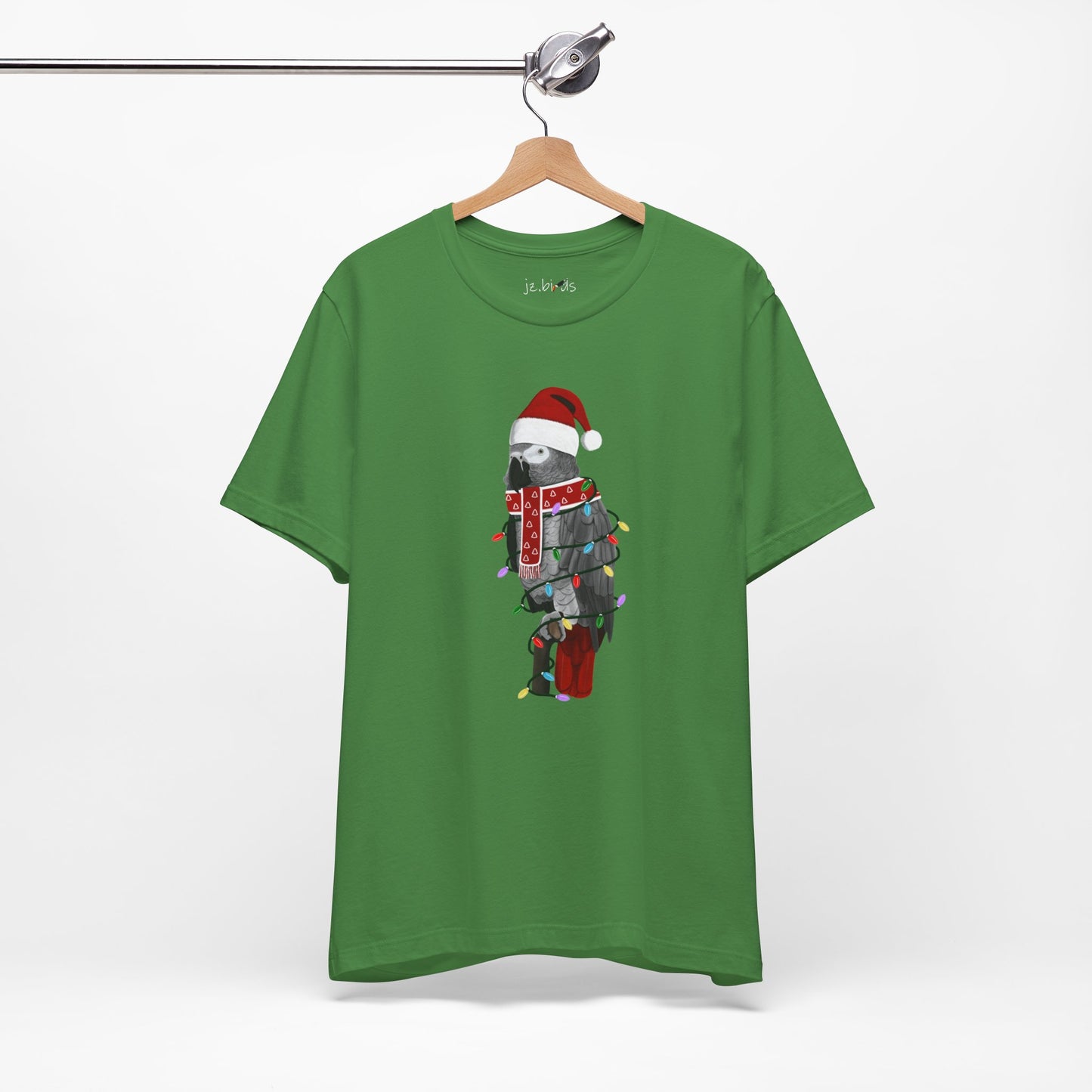 Grey Parrot with Fairy Lights Christmas Bird T-Shirt