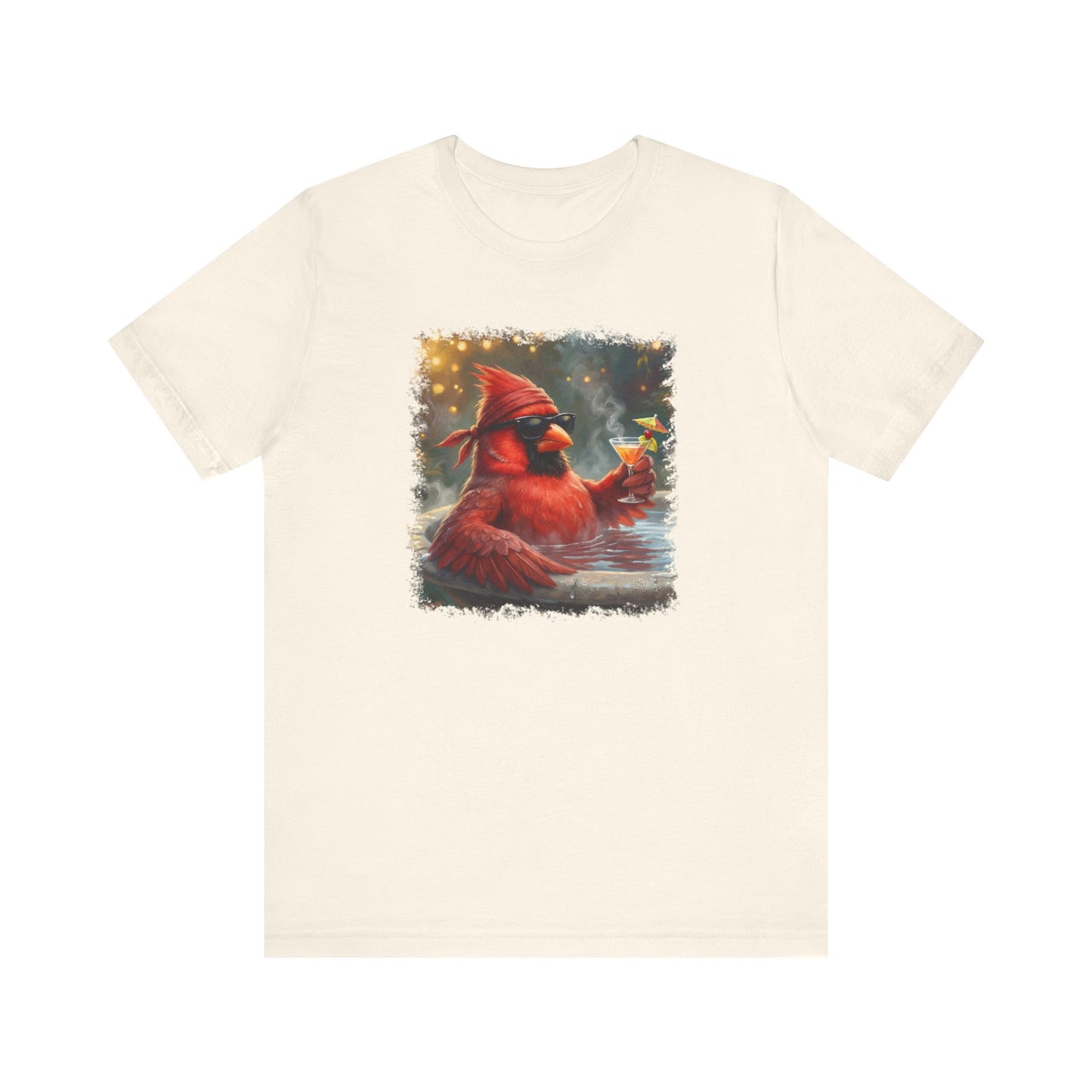 Cardinal Chilling in the Birdbath – Premium Unisex Bird Lovers T-Shirt